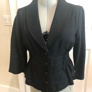 Black linen jacket w peplum by Carol Little